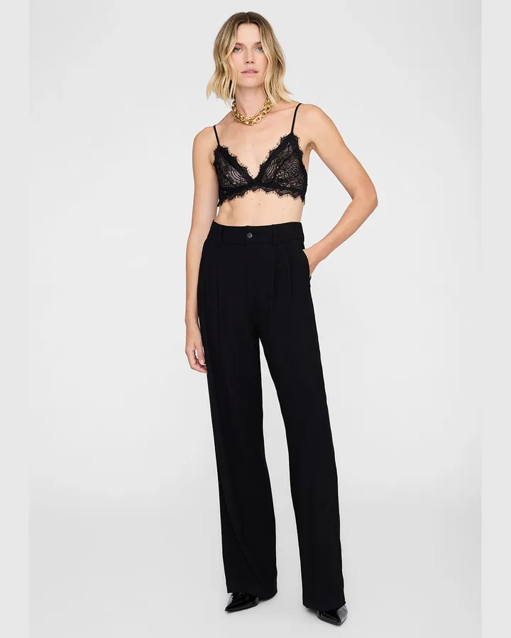 Pleated Wide Trouser, Black — Maison Otto
